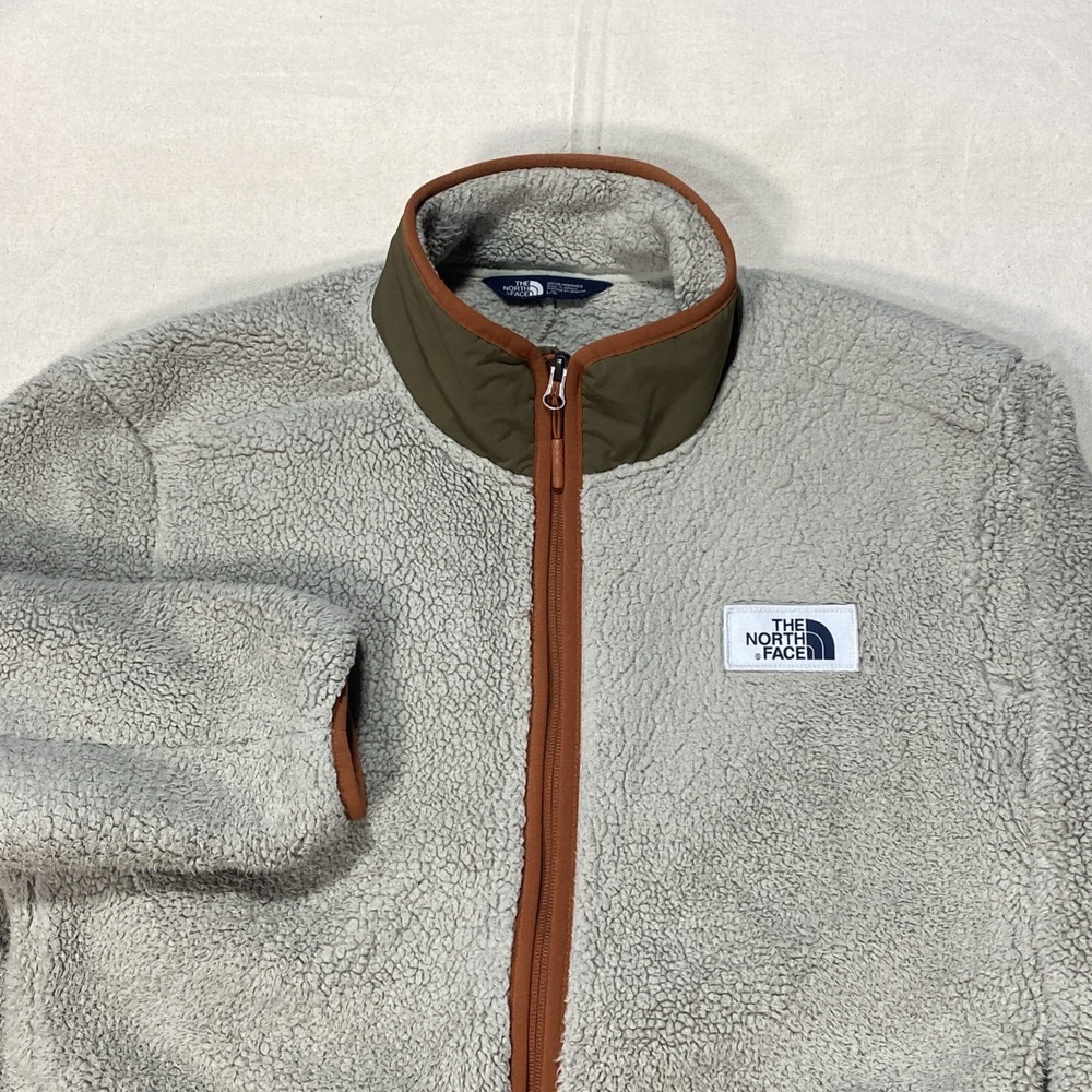 The North Face Fleece Sherpa Jacket Men's Size Large Green Orange
